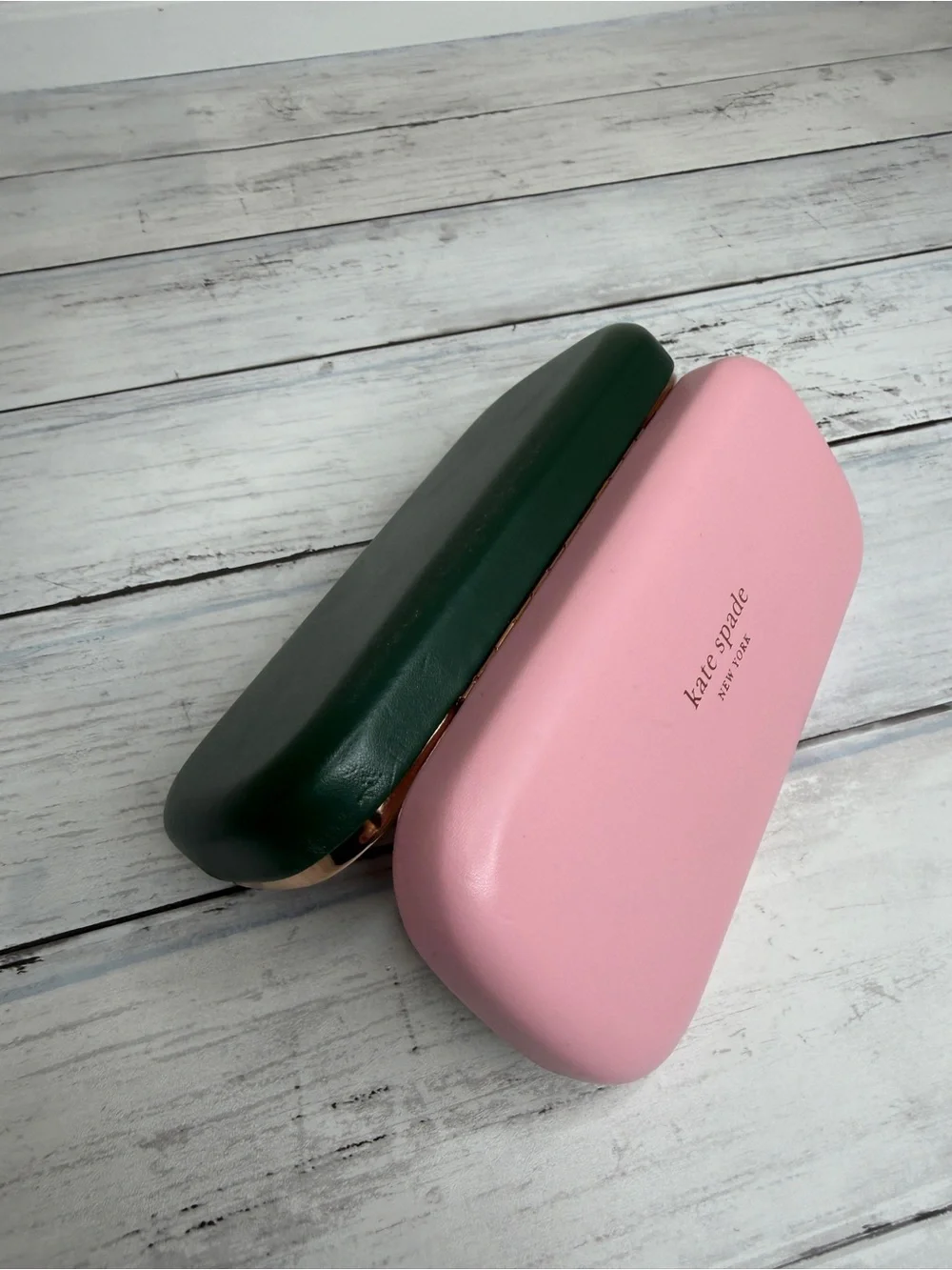 kate spade pink eyeglass case with gold logo